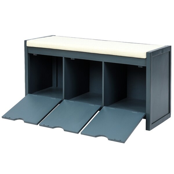 Storage Bench with Removale Cushion and 3 Flip Lock Storage Cubbies