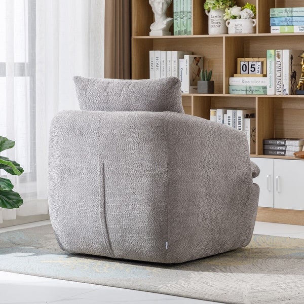 Modern Upholstered Living Room Swivel Club Chair with Pillow