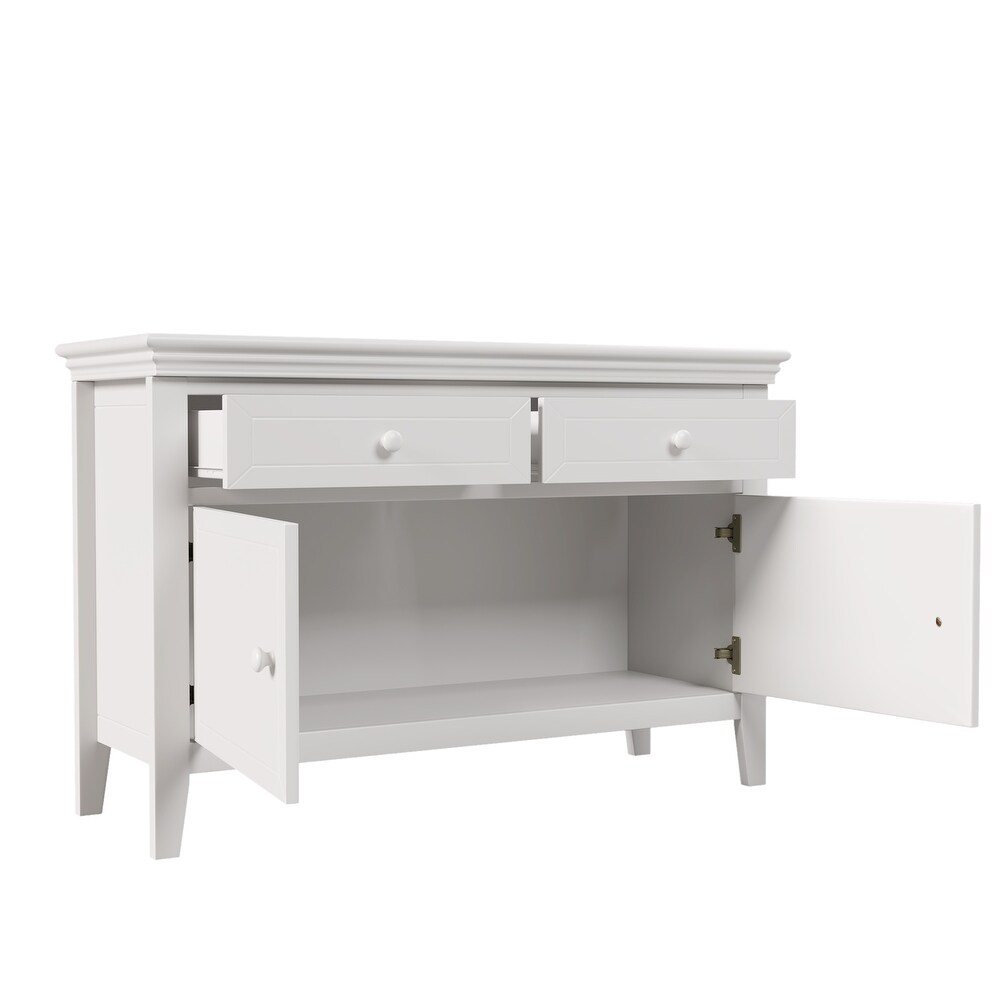 Concise Style White Solid Wood 2 Drawer 1 Cabinet Dresser with Ample Storage Space  Multiple Functions Features  for Bedroom