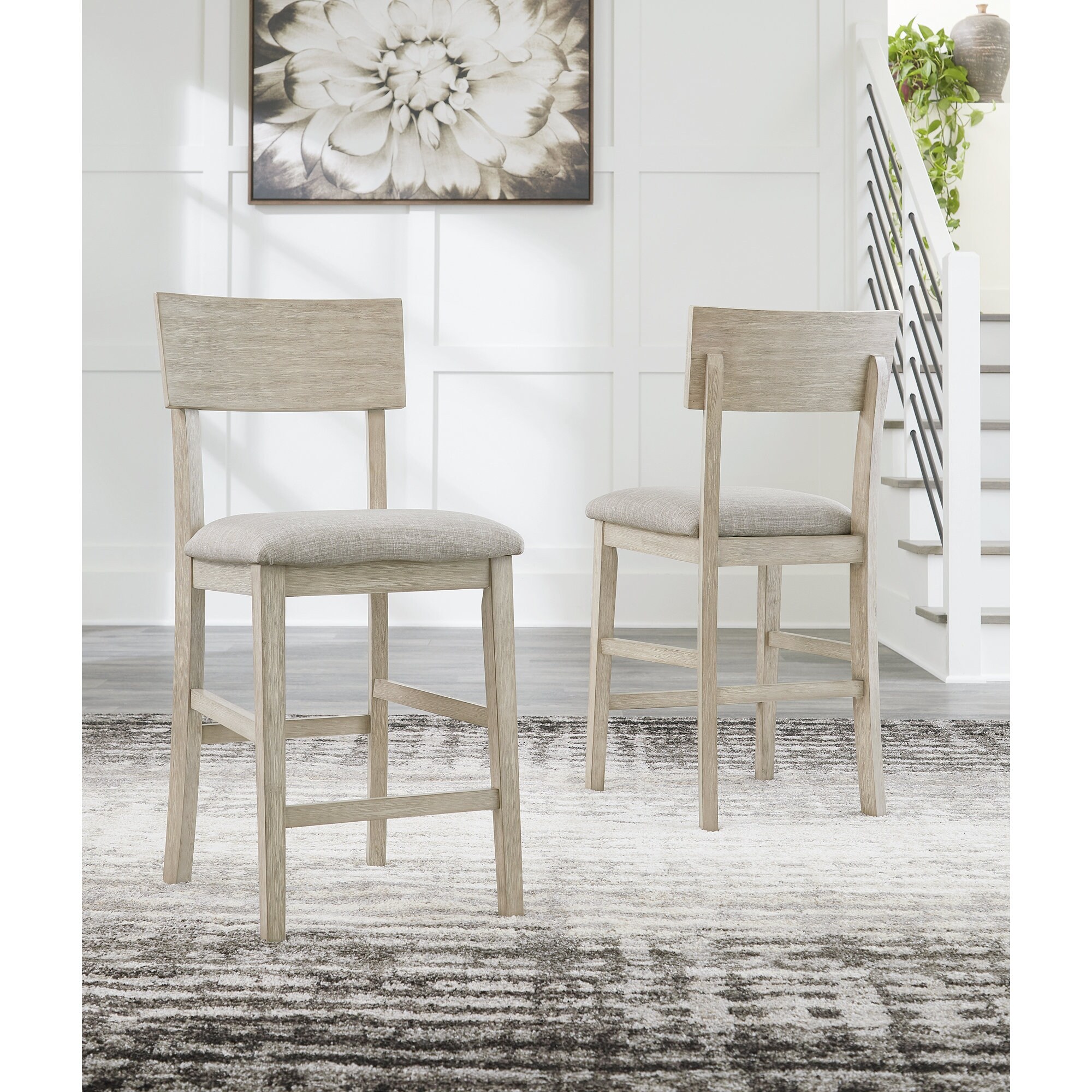 Signature Design by Ashley Waylowe Brown/Beige Upholstered Barstool (Set of 2) - 19