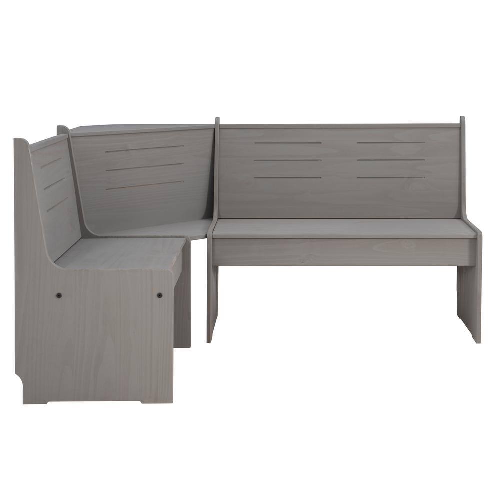 Linon Home Decor Jennings 3-Piece Rectangular Wood Top Grey Corner Nook Set THD03150