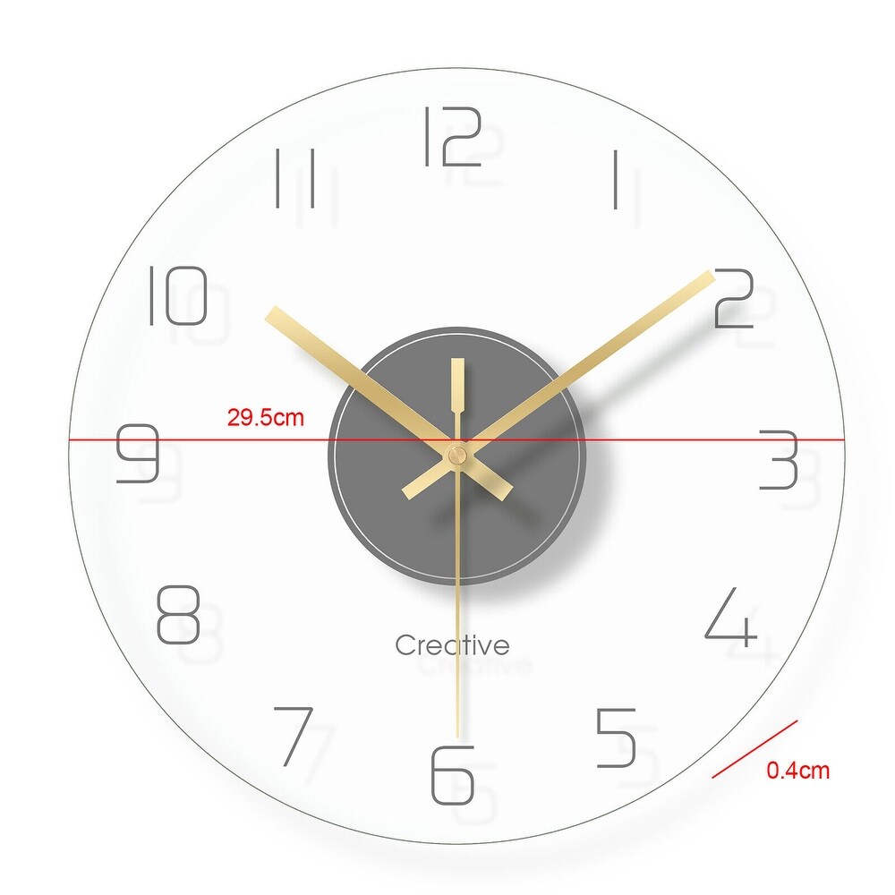 Modern Round Ultra thin Tempered Glass Wall mounted Clock   11.6in