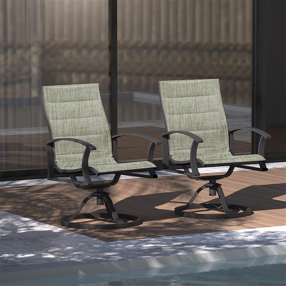 Set of 2 Patio Dining Swivel Chairs Metal Steel Chair