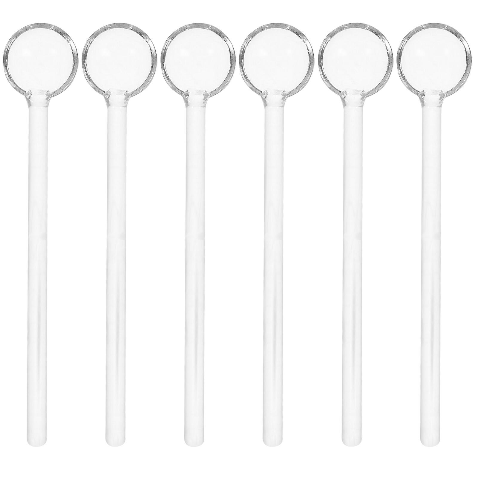 6pcs Long Handle Glass Tea Spoons Tableware Clear Coffee Stirring Spoons Flatware For Home Kitchen