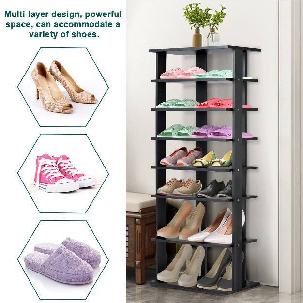 Patented 7 tier Dual Shoe Rack Practical Free Standing Shelves Storage Shelves Concise