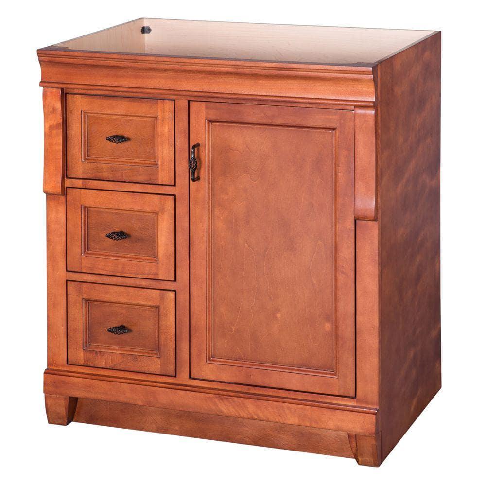 Home Decorators Collection Naples 30 in W 2163 in D Vanity Cabinet Only in Warm Cinnamon with Left Hand Drawers