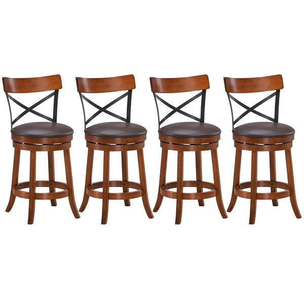 Costway Set of 4 Bar Stools Swivel 25'' Dining Bar Chairs with Rubber