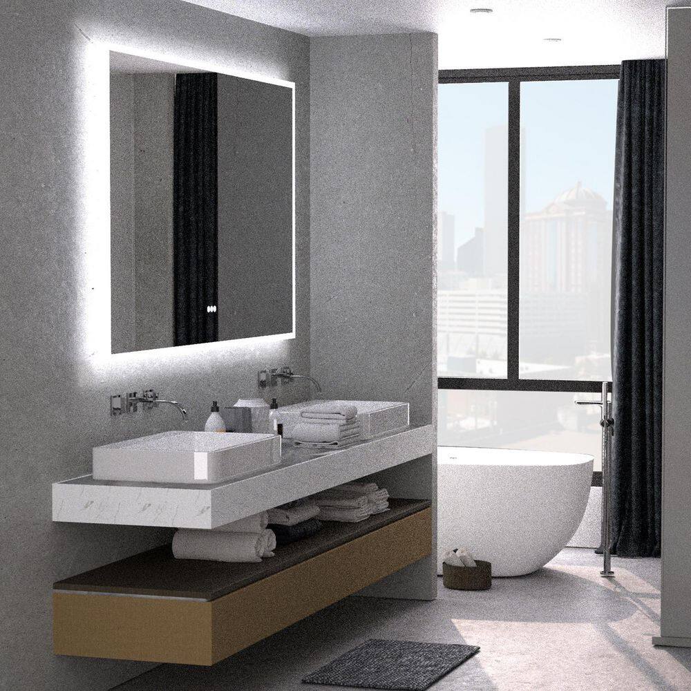 niveal 60 in. W x 36 in. H Rectangular Frameless LED Wall Bathroom Vanity Mirror LMO04-6036DF2