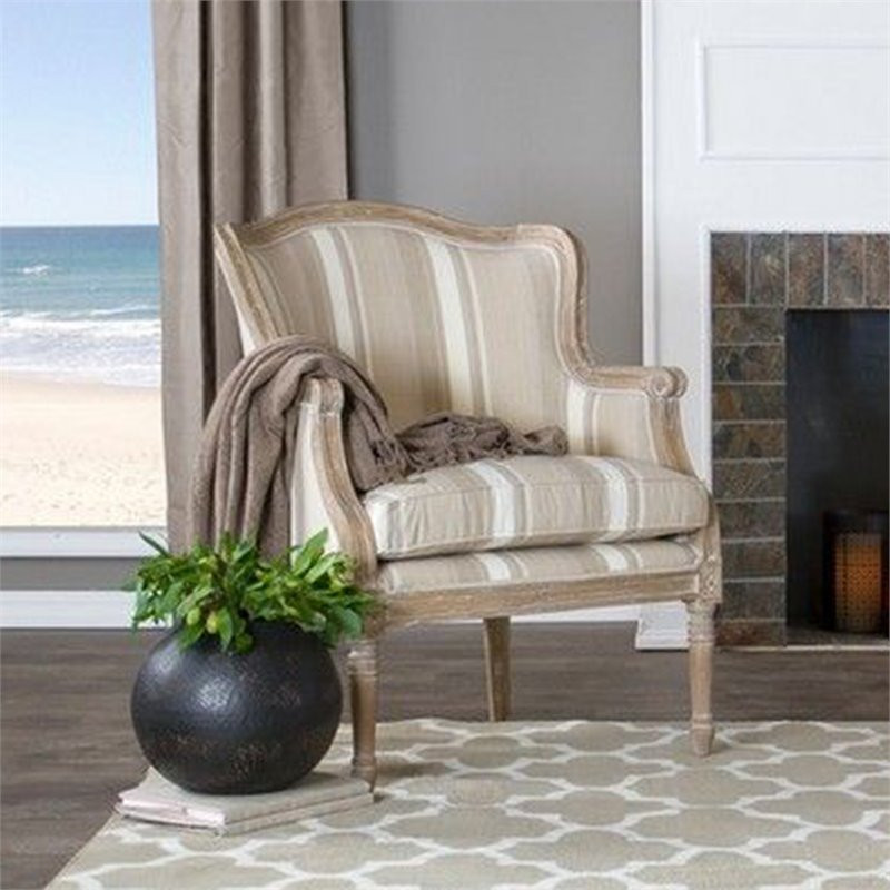 Baxton Studio Charlemagne Accent Chair in Brown and Beige   French Country   Armchairs And Accent Chairs   by Homesquare  Houzz