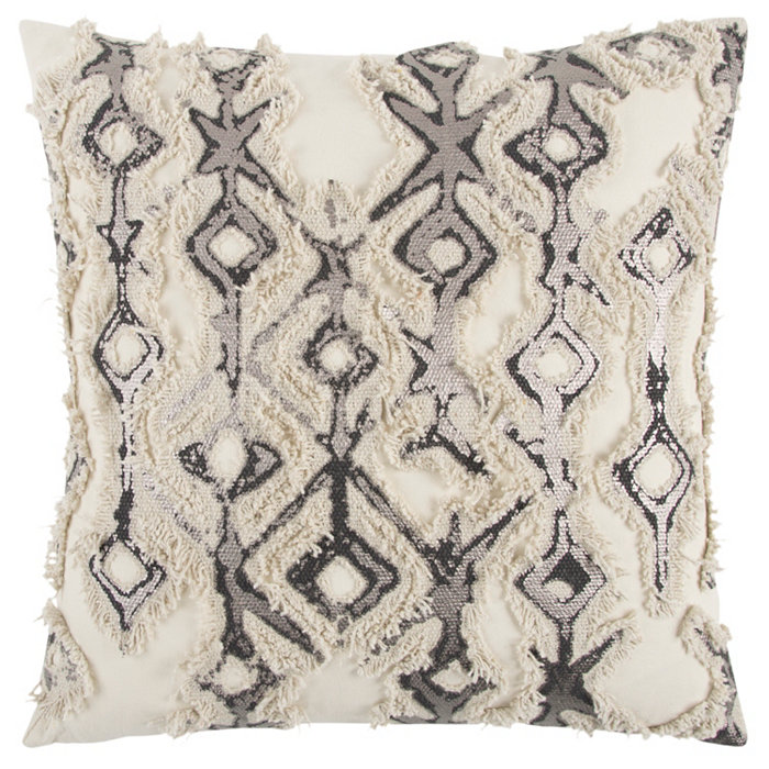 Rizzy Home Geometrical Design Polyester Filled Decorative Pillow， 20