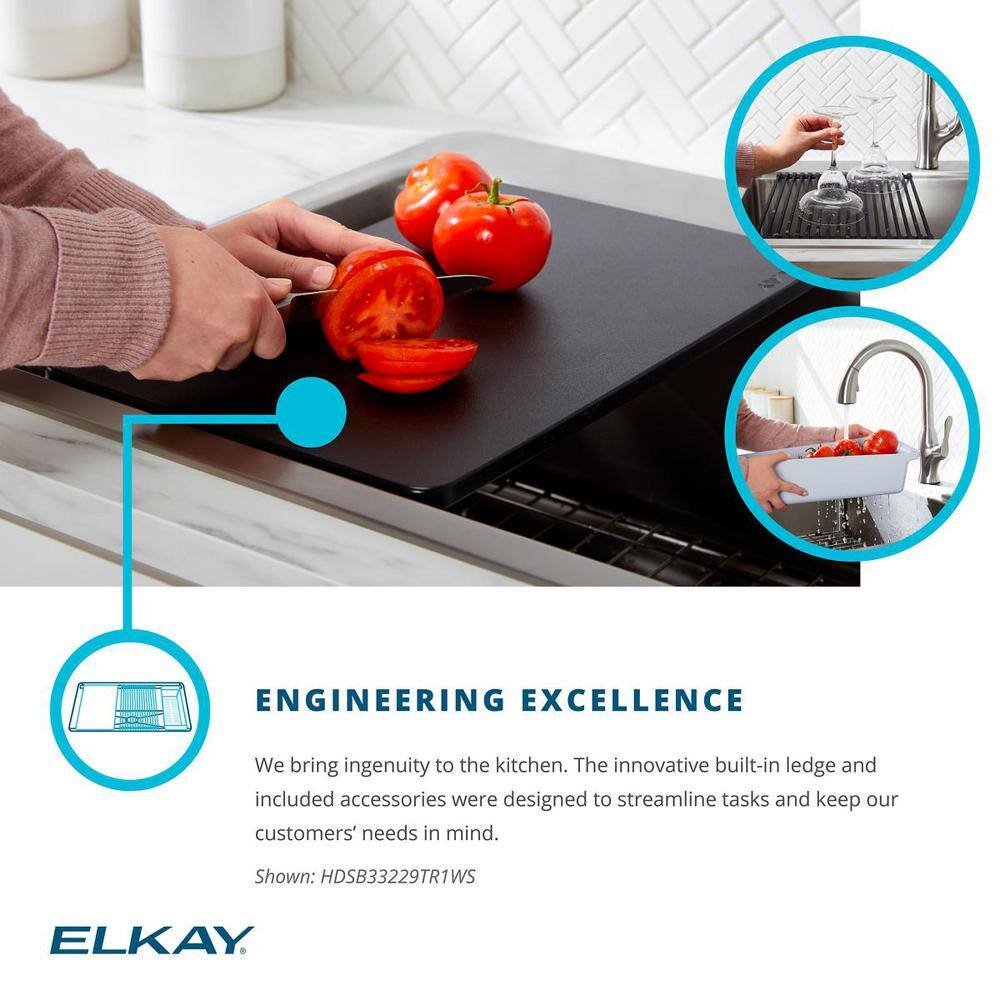 Elkay Avenue 18-Gauge Stainless Steel 33 in. Single Bowl Drop-InUndermount Workstation Kitchen Sink with Drain HDSB33229TR1WS