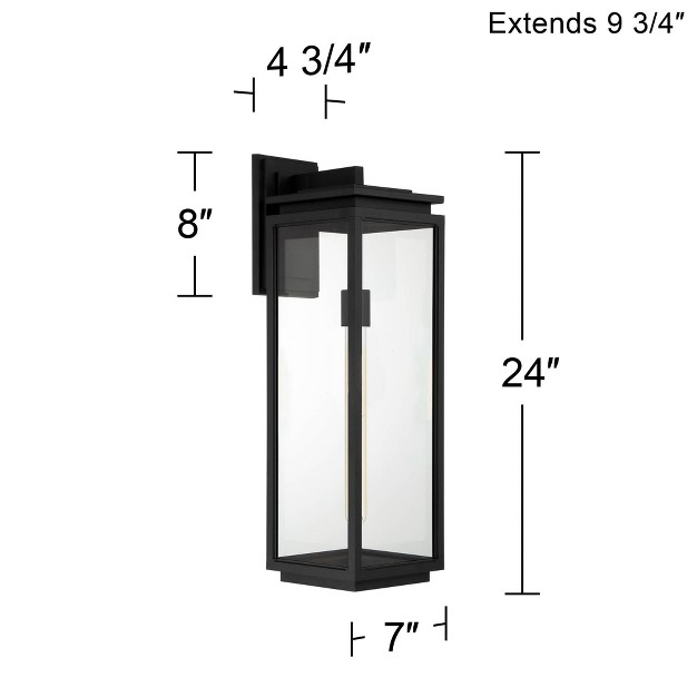 High Modern Outdoor Wall Light Fixture Mount Porch House Edison Bulb Matte Black Die Cast Metal Clear Glass Shade