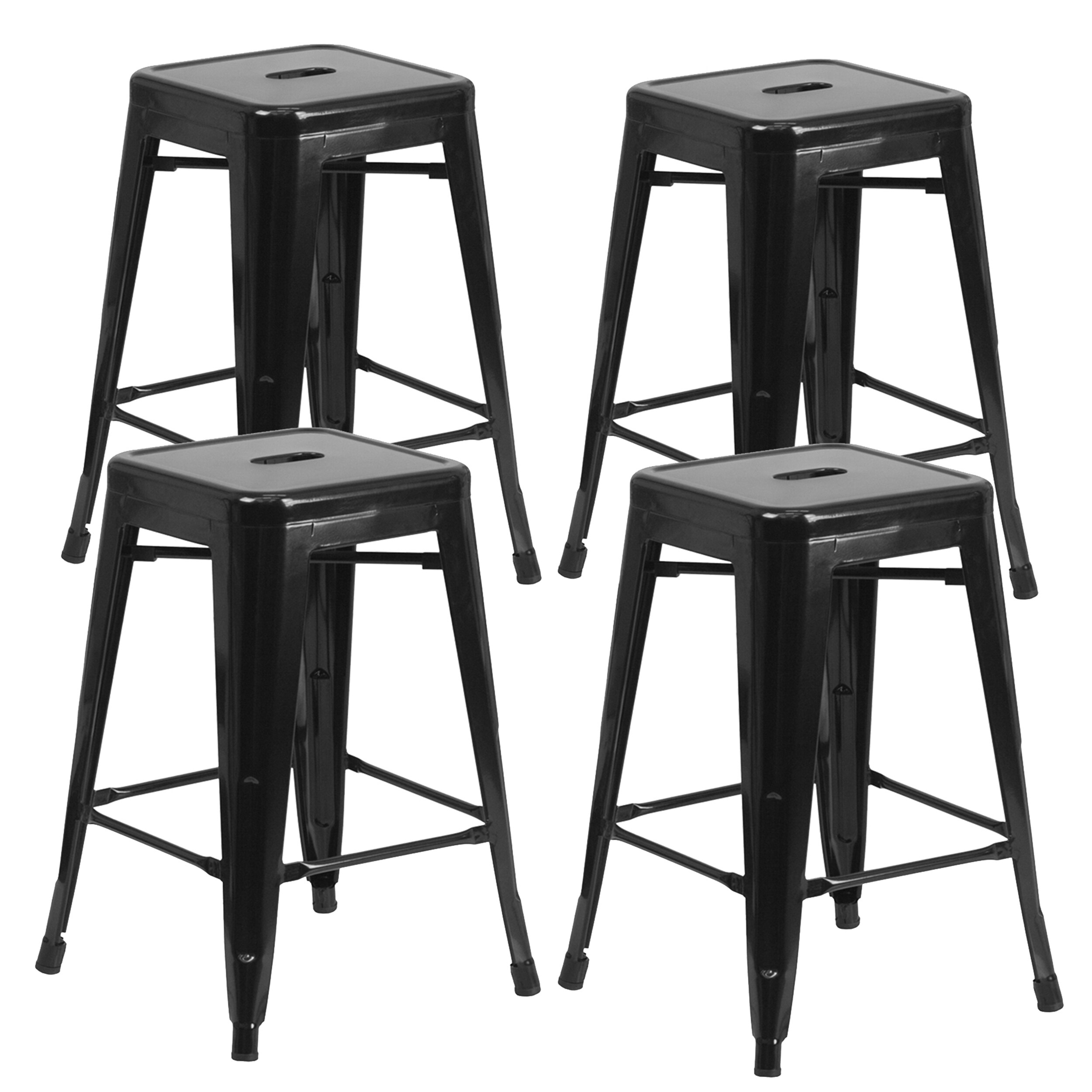 Brage Living Millard Stackable Industrial Metal Counter Stool - (Set of 4) - Black