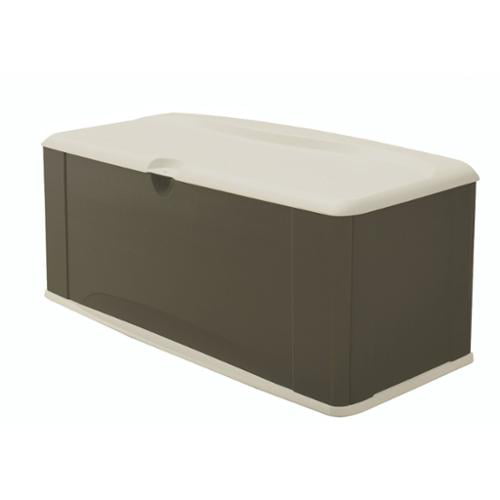 Rubbermaid Outdoor Extra-Large Deck Box with Seat, Gray & Brown, 121 Gallon