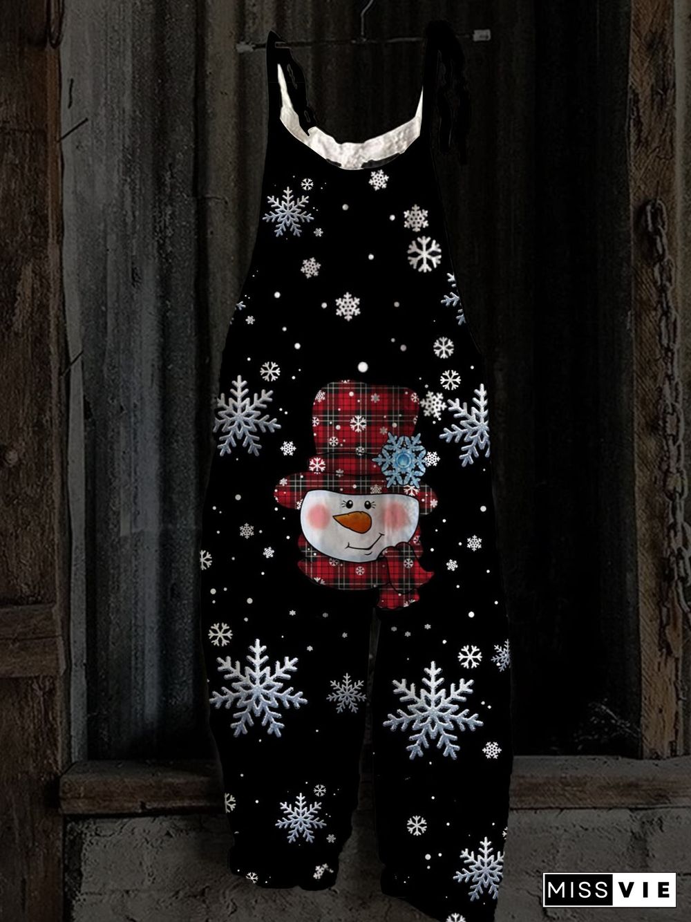 Women's Winter Snowman Print Jumpsuit