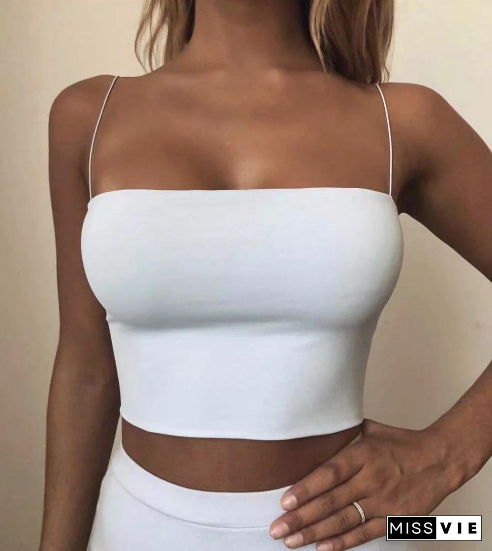 Summer Womens Crop Top Sexy Elastic Cotton Camis Sleeveless Short Tank Top Bar