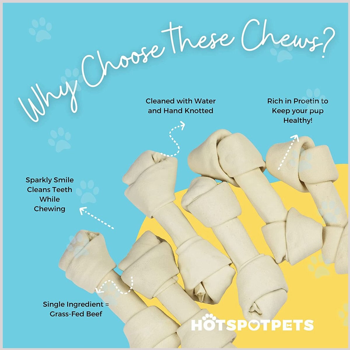 HOTSPOT PETS All Natural White 6-in Knotted Rawhide Bones Dog Chew Treats