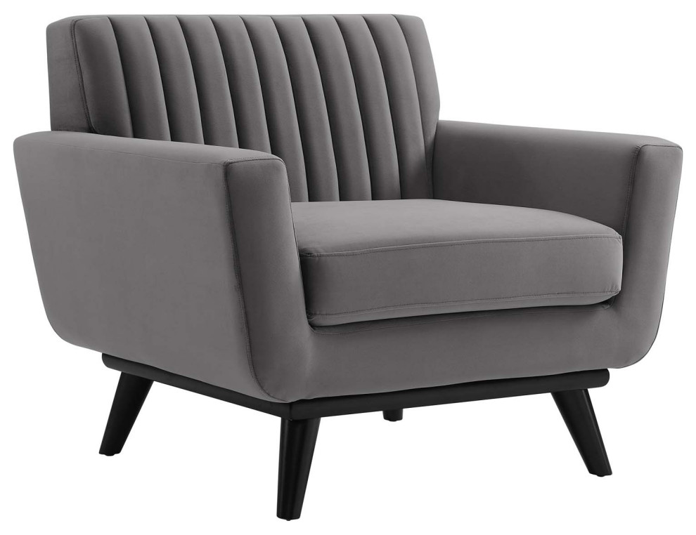 Engage Channel Tufted Performance Velvet Armchair   Midcentury   Armchairs And Accent Chairs   by ShopFreely  Houzz