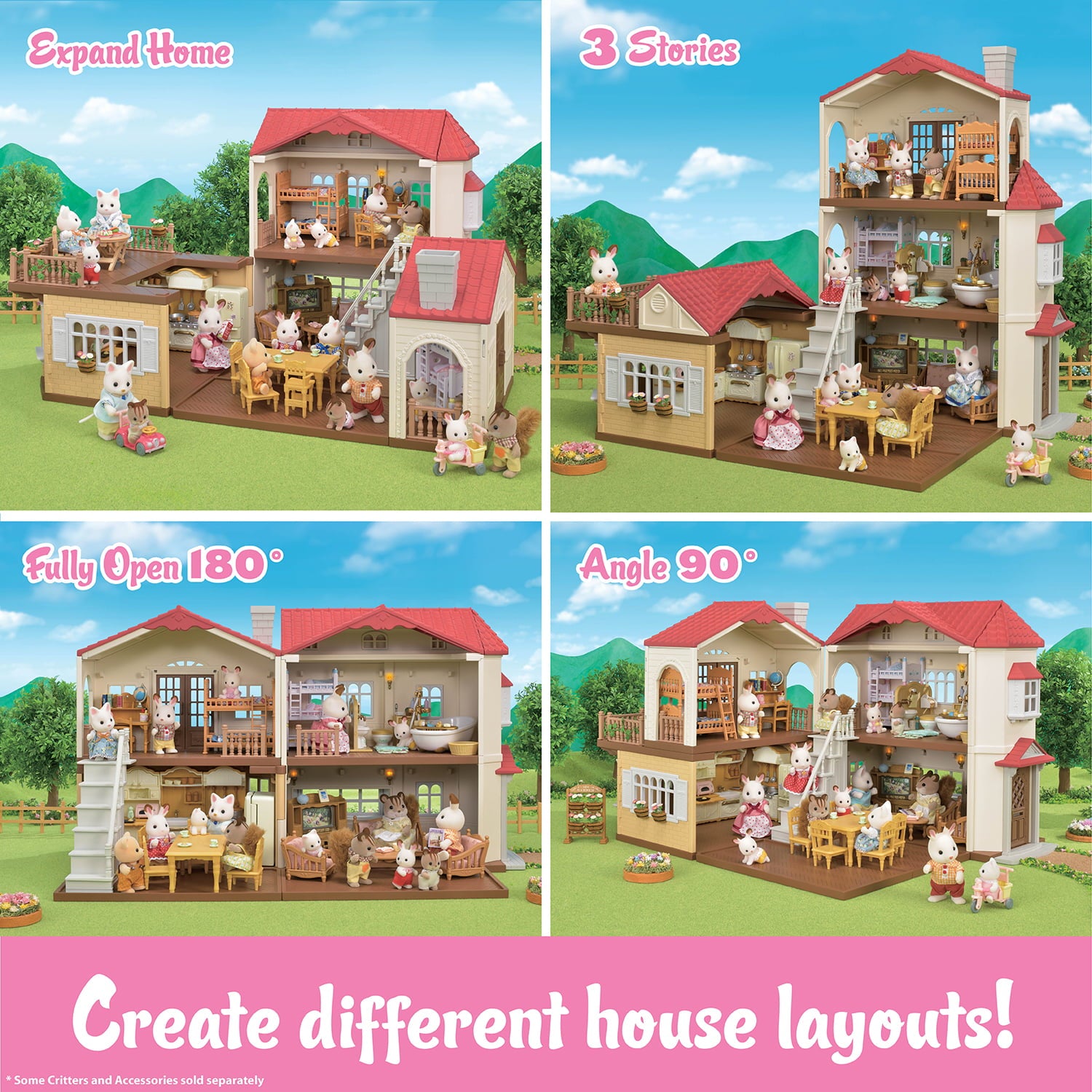 Calico Critters Red Roof Country Home, Dollhouse Playset with Figures, Furniture and Accessories