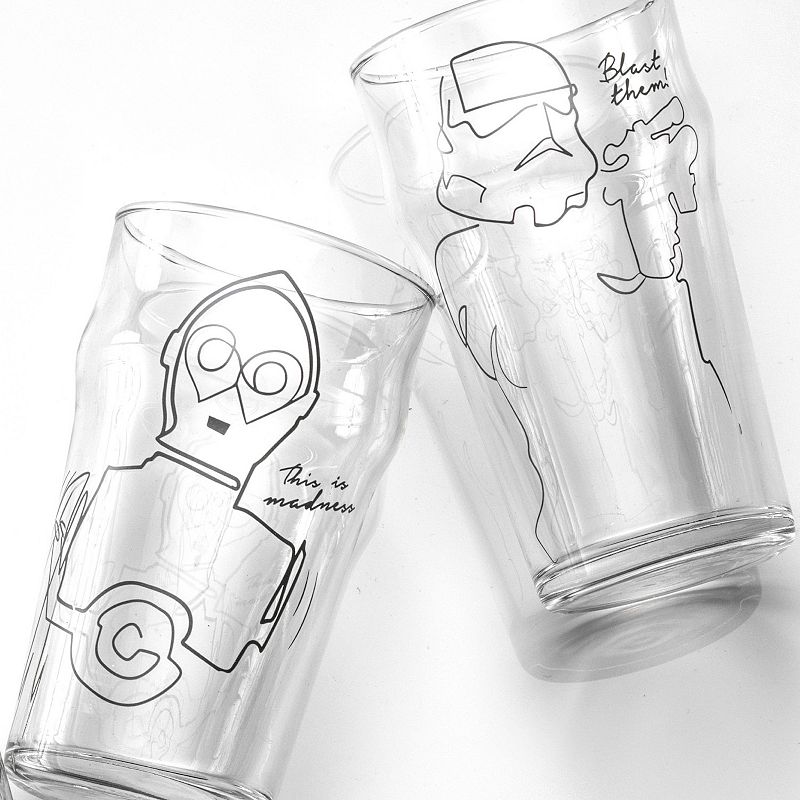 JoyJolt Star Wars Striking Sketch Characters Collection 4-pc. Pint Glasses