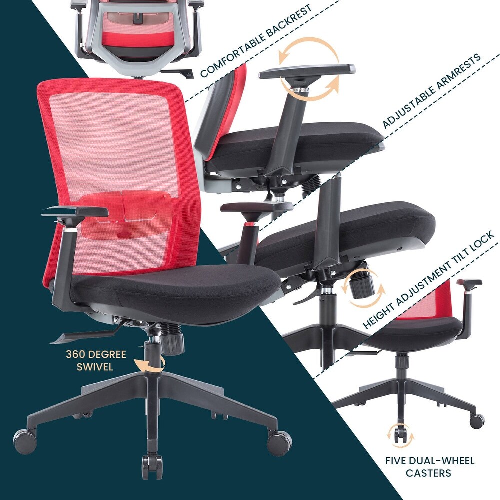 LeisureMod Ingram Modern Office Task Chair with Adjustable Armrests