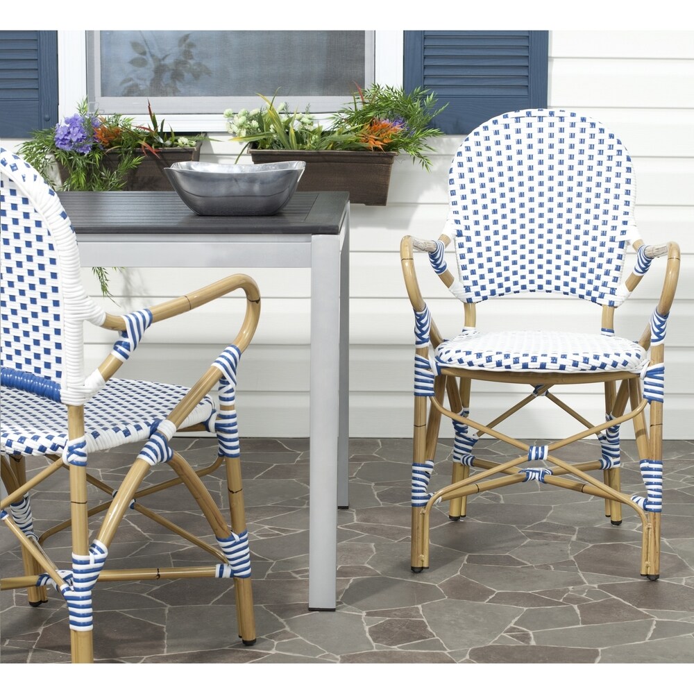 SAFAVIEH Hooper Blue/White Indoor Outdoor Arm Chair (Set of 2)   20.8\