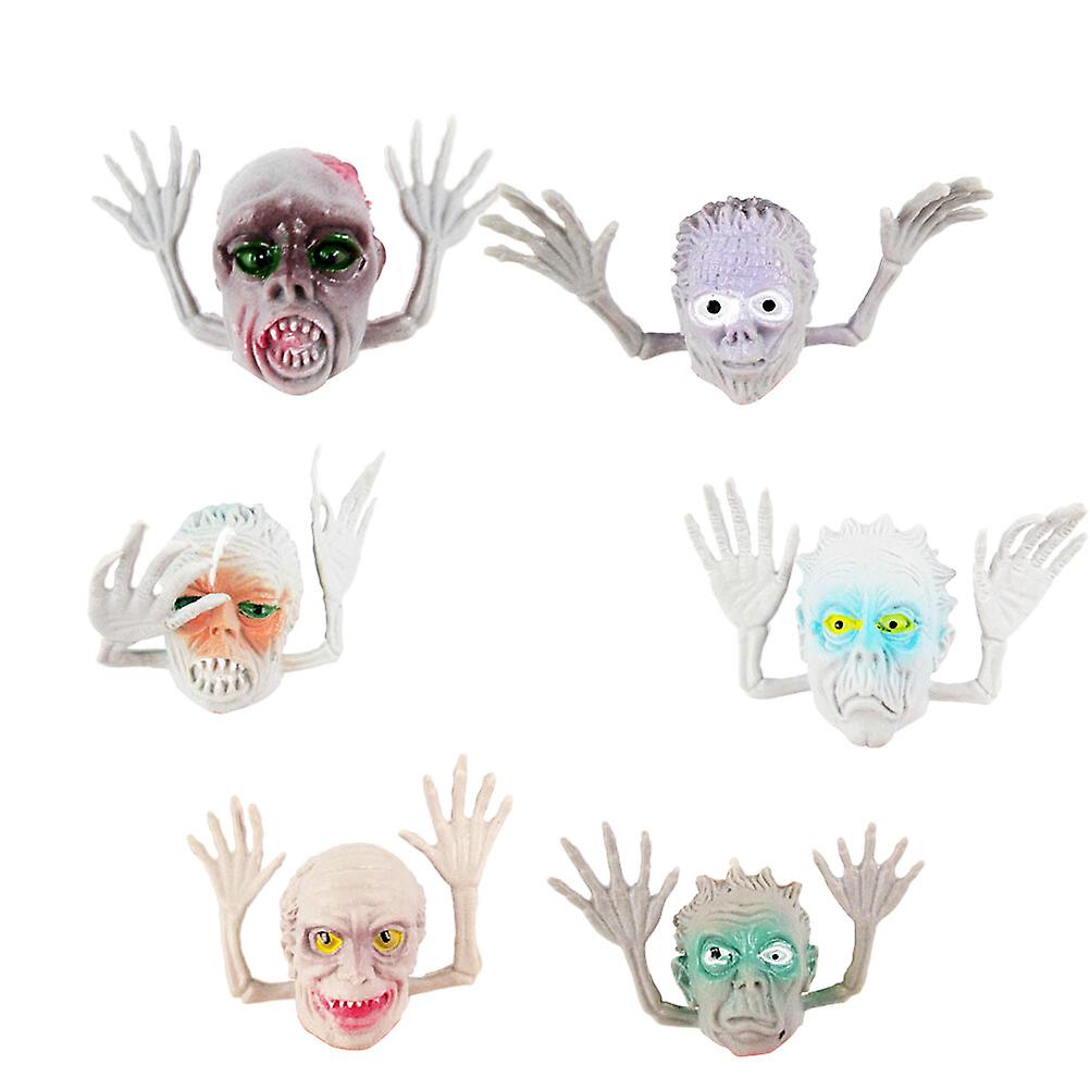 4 Set Of 24pcs Mini Ghost Head Finger Puppet Toy Plastic Ghost Head Finger Puppet Toy Cartoon Story-telling Finger Cover Props Parent-child Interactio