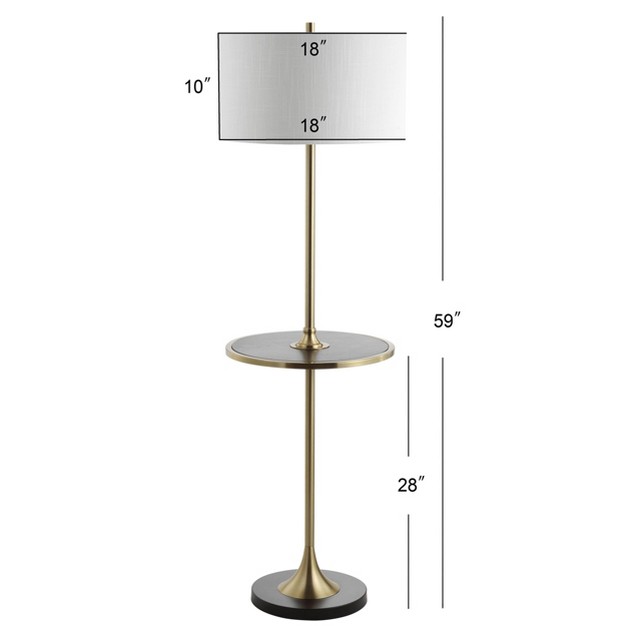 Metal wood Luce Floor Lamp includes Led Light Bulb Black Jonathan Y