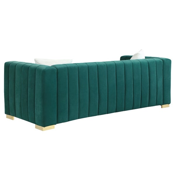 3-Seat Velvet Sofa with Pillows