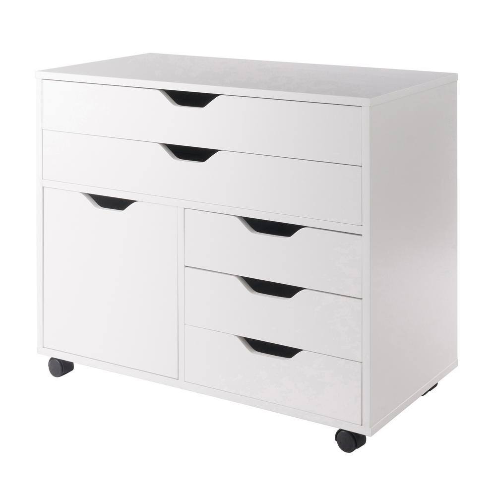 WINSOME WOOD Halifax White 3 Section Mobile Storage Cabinet 10633