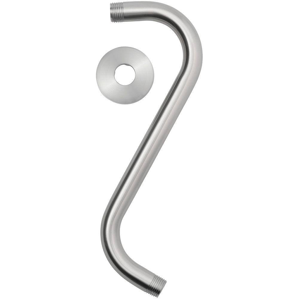 Glacier Bay 11 in. S-Style Shower Arm and Flange in Brushed Nickel 3075-514