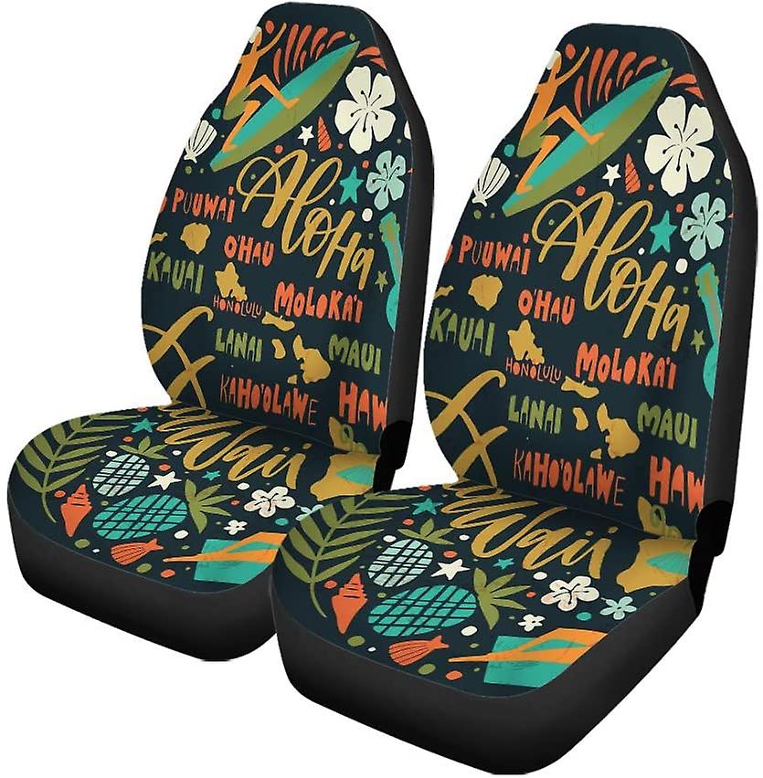 Set Of 2 Car Seat Covers Green Watercolor Graffiti Universal Auto Front Seats Protector Fits For Car，suv Sedan，truck