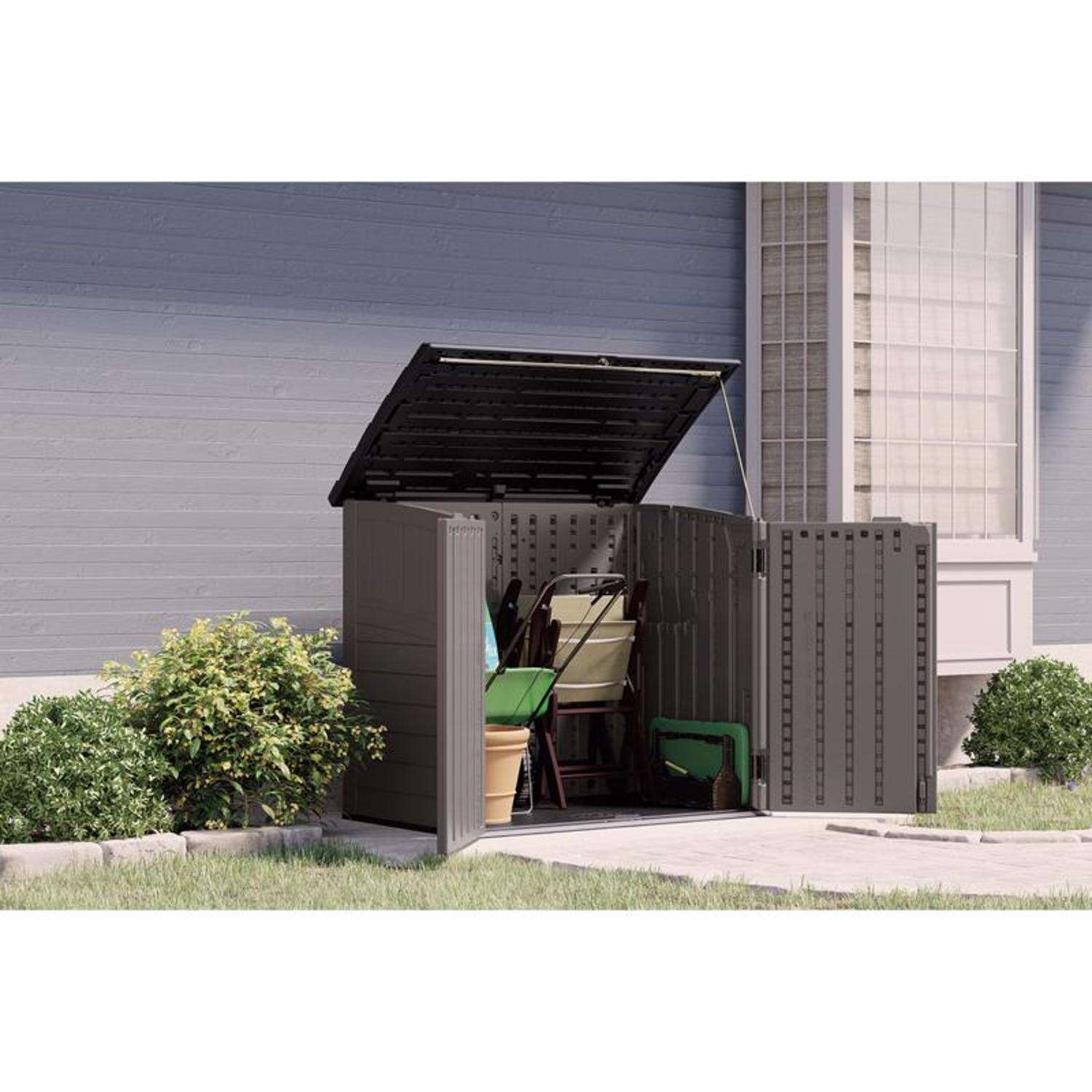 Suncast 4 ft. x 2 ft. Resin Horizontal Pent Storage Shed with Floor Kit