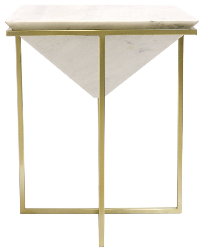 Pasargad Home Perama Marble and Stainless Steel Side Table   Contemporary   Side Tables And End Tables   by Pasargad Home  Houzz