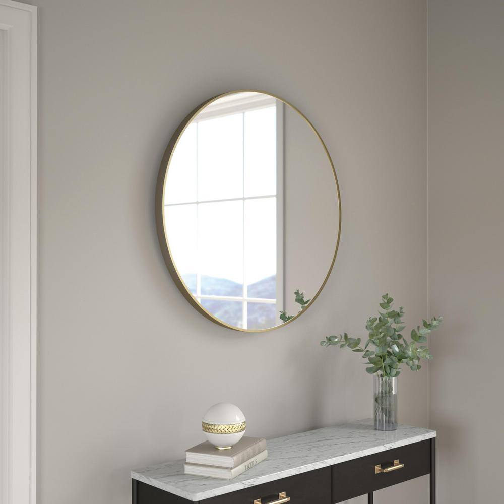 Delta 31 in. W x 31 in. H Framed Round Wall Bathroom Vanity Mirror in Matte Gold RRCTF31-MGD-R