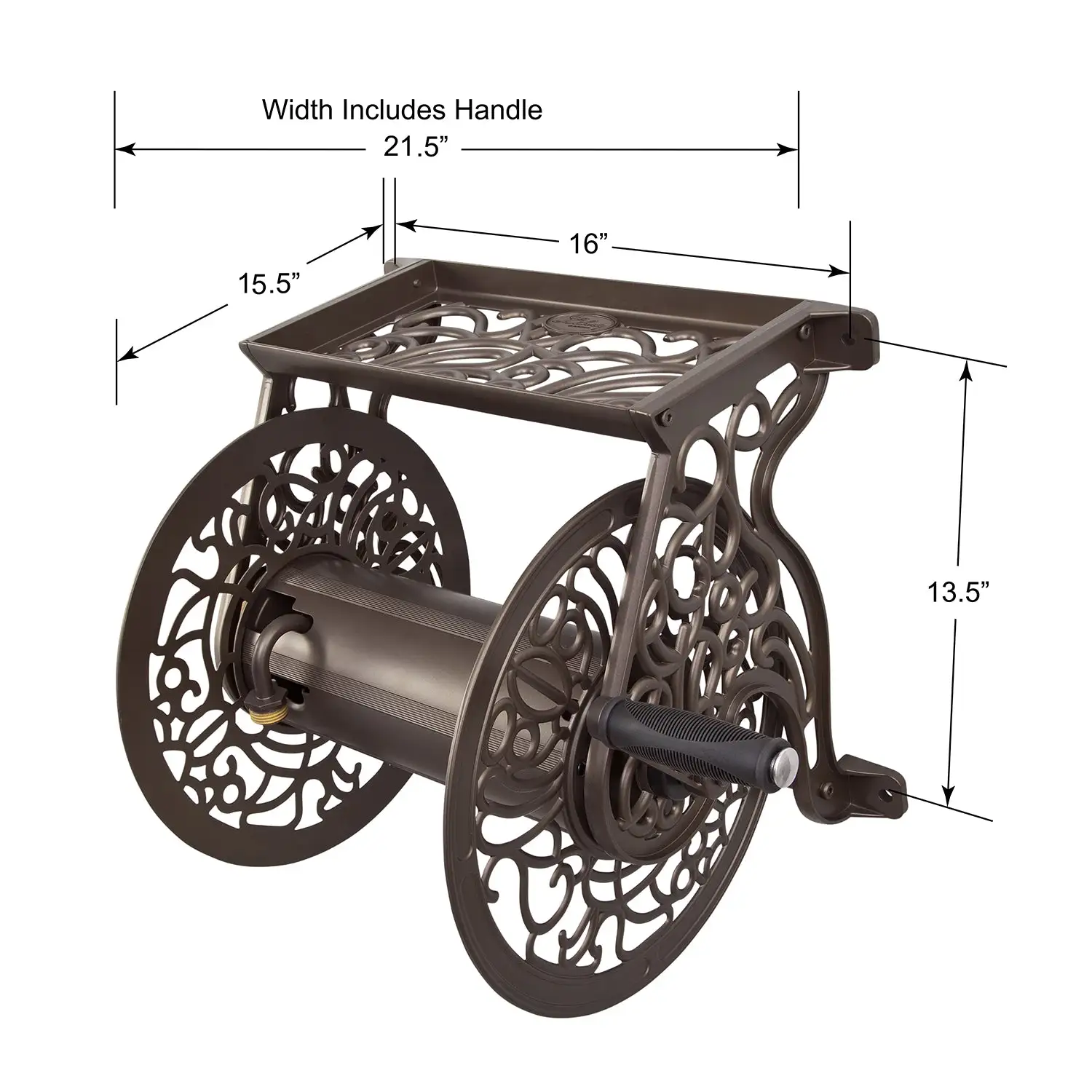 Liberty Garden LBG-704 125' Steel Decorative Garden Hose Wall Mounted Reel
