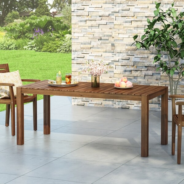 Outdoor Dining Table with Rustic and Slat Design for Backyard，Patio Bar，Deck，Dining Room