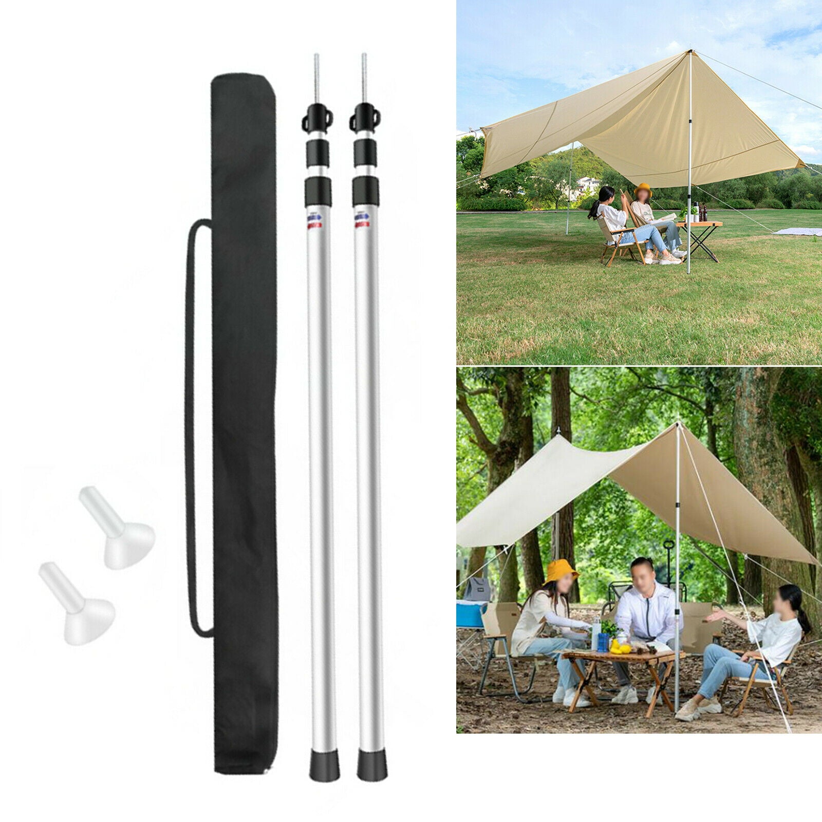 2Pcs 90" Waterproof Cloth Rod Adjustable Tent Canopy Poles Aluminum Alloy