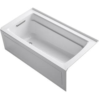 KOHLER Archer 60 in. Left-Hand Drain Rectangular Apron Front Air Bath Bathtub with Bask Heated Surface in White K-1122-GHLAW-0