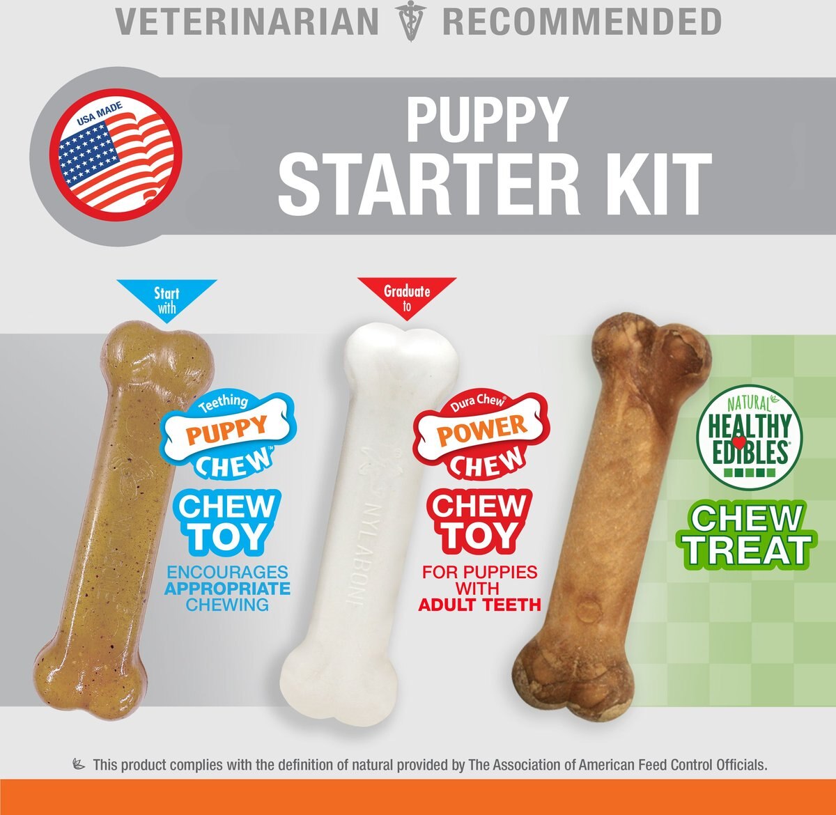 Nylabone Puppy Chew Starter Kit Triple Pack Puppy Chew Toy