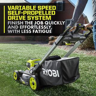 RYOBI 40V HP Brushless 21 in. Cordless Battery Walk Behind Self-Propelled Lawn Mower with (2) 6.0 Ah Batteries and Charger RY401140