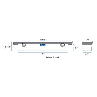 UWS 69 in. Gloss Black Aluminum Deep Slim Truck Tool Box Low Profile (Heavy Packaging) EC10842