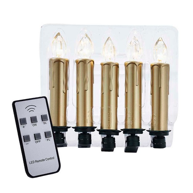 Kurt Adler Battery operated Taper Led Candle With Clips 5 Piece Set