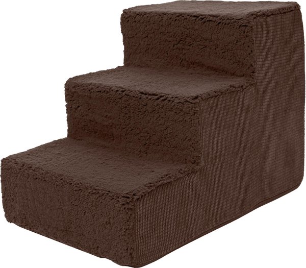 Precious Tails High Density Foam Sherpa Top 3 Steps Dog and Cat Stair