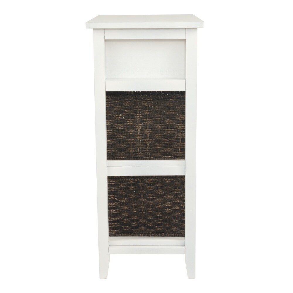 Oslember Casual White Accent Table with 2 Baskets