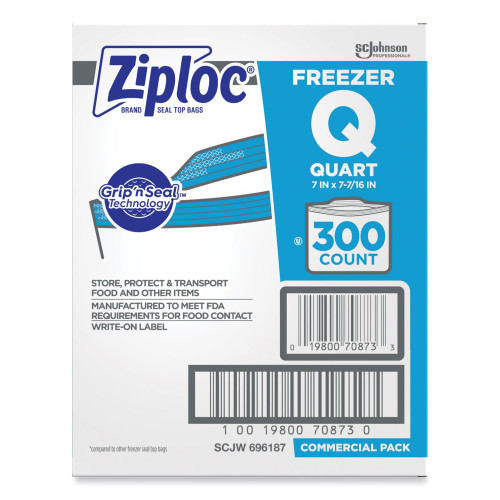 Ziploc Double Zipper Freezer Bags， 1 qt， 2.7 mil， 7