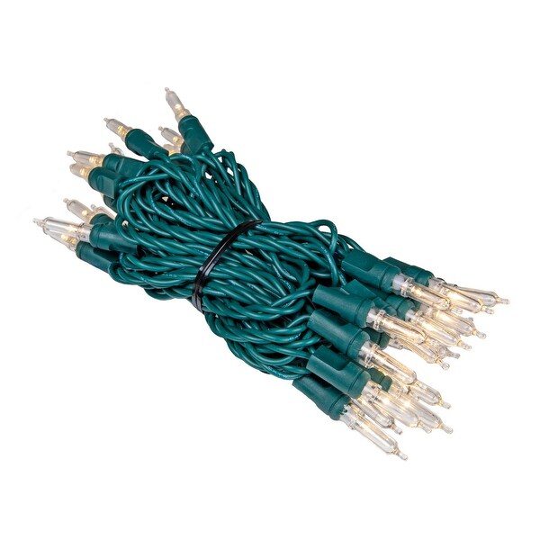 35 Light T5 LED Christmas Mini Light Set，Green Wire，11.5' Long