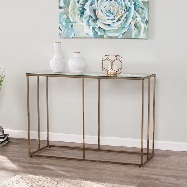 SEI Furniture Nindel Contemporary Champagne Metal Console Table