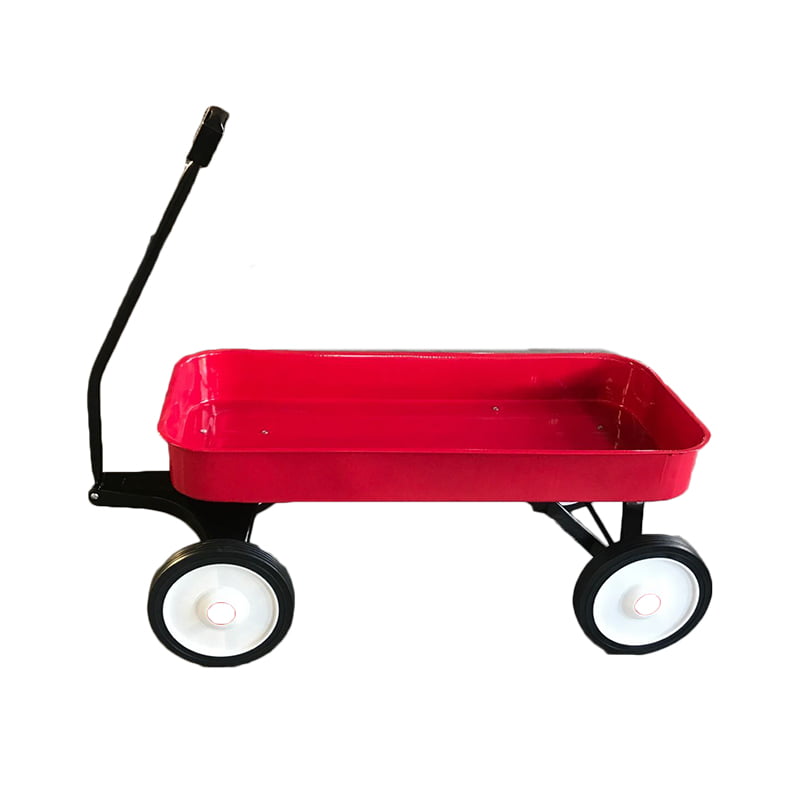 Synergistic Children's Classic Pull Along Red Steel Wagon - Ages 3 Years and up