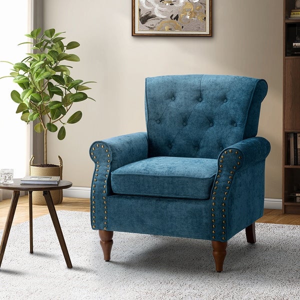 Indiges Transitional Comfy Nailhead Accent Arm Chair with Tufted Back by HULALA HOME